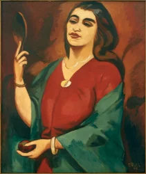 Retrato em vermelho e verde