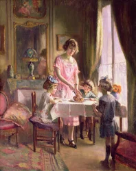 Chá com as crianças (óleo sobre tela)