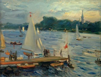 Veleiros no Alster à noite