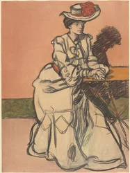 Uma Parisiènne elegante sentada em um café