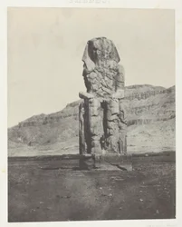 Gournah, Colosso monolítico de Amenopht III; Tebas, placa 56 do álbum "Egypte, Nubie, Palestine et Syrie" (1852)