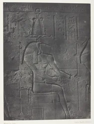 Grande Templo de Ísis em Philoe, Tôth Ibiocéphale; Núbia, chapa 79 do álbum "Egypte, Nubie, Palestine et Syrie" (1852)
