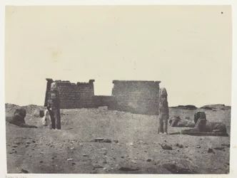 Hémi-Spéos De Séboua, Drômos; Nubie, chapa 97 do álbum "Egypte, Nubie, Palestine et Syrie" (1852)