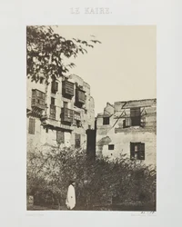 Casa e jardim no French Quarter, Egito, 1850 (sal papel de impressão de papel de cera negativo)