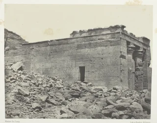 Templo de Dandour (Ancienne Tantour), dedicado à tríade Osíris-Isis-Horus; Núbia, chapa 93 do álbum "Egypte, Nubie, Palestine et Syrie" (1852)