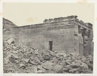 Templo de Dandour (Ancienne Tantour), dedicado à tríade Osíris-Isis-Horus; Núbia, chapa 93 do álbum "Egypte, Nubie, Palestine et Syrie" (1852)