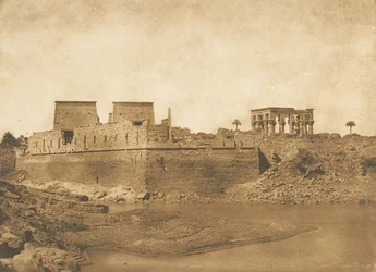 Vista geral da Ilha Philae, tirada da ponta sul da Ilha Begueh, 1849-50.