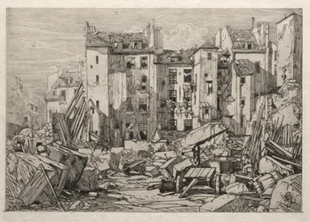 Demolição de casas antigas em Paris