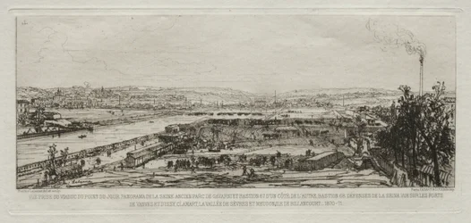 Lembrança artística do cerco de Paris: Vista tirada do viaduto de Pont-du-Jour ..., 1870-71.