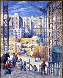 Canteiro de obras em Paris, Quai de Passy, ​​1907.