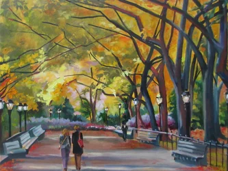 Passeio pelo parque no outono