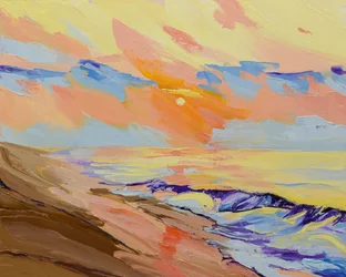 Pôr-do-sol vibrante no oceano