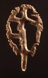 Pederneira excêntrica colocada em dedicação pela Escada Hieroglífica, Copan, Período Clássico Atrasado (600-900) (sílex)