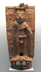 Queimador de incenso na forma do deus do milho em uma tartaruga, Península do Norte de Yucatan, período pós-clássico, 900-1000 DC