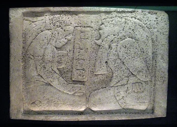 Lintel com dois prisioneiros, área de Yaxchilan, período clássico tardio, 600-900 DC