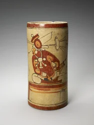 Vaso com Cena de Apresentação, 600-900 AD (terracota com slip)