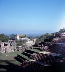 Civilização pré-colombiana: vista do site de Palenque no período Maiapas Clássico de Chiapas