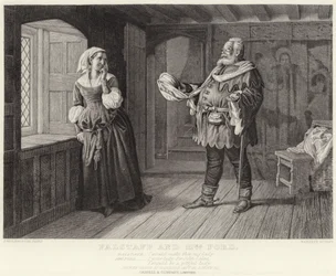 Falstaff e a Sra. Ford, "As Alegres Mulheres de Windsor", Ato III, Cena III (gravura)