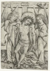 O corpo de Cristo sustentado por dois anjos homem das dores