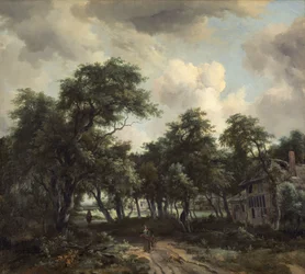 Cabana entre árvores, c.1664 (óleo sobre tela)
