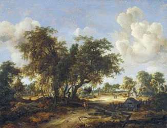 Paisagem arborizada com casas de campo, 1665