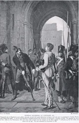 O general Daumesnil em Vincennes, 1815, ilustração de «História das Nações de Hutchinson», c. 1910