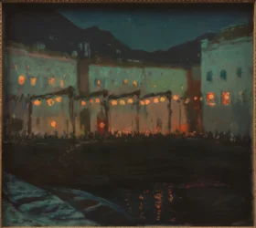 Festival folclórico nocturno no Lago Garda