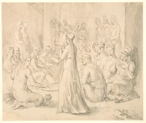 Um grupo de mulheres turcas jantando