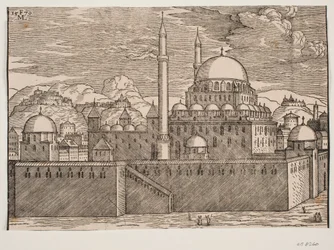 Imagem idealizada da Mesquita Bayazidiye, vista do sudeste