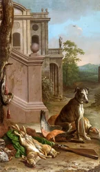 Jogo morto em uma paisagem, 1674.