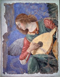 Anjo tocando alaúde, c.1480 (fresco destacado)