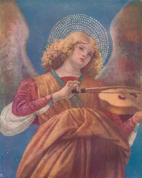 Anjo músico com violino, fresco, c. século XV