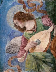 Anjo fazendo música. Por volta de 1480