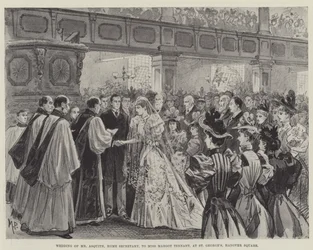 Casamento do Sr. Asquith, Secretário do Interior, à Srta. Margot Tennant, em St George&39;s, Hanover Square