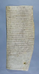 Privilégio de Clóvis III (682-695) concedido à Abadia de Saint-Denis, 691 (caneta e tinta sobre velino)