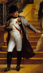 O imperador Napoleão I (1769-1821) visita o Palais-Royal, sede do Tribunato, e recusa os planos dos arquitetos Beaumont e Fontaine em 5/08/1807, detalhe da pintura de Merry Joseph Blondel (1781-1853) 1834 Sun. 2,27x1,63 m Palais Royal, Paris- O