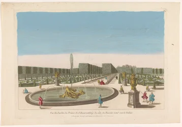 Vista da fonte do jardim do Palais Schwarzenberg perto da cidade de Viena Vue du jardin du prince de Schwarzenberg du côte du bassin around vers le palais (título no objeto)