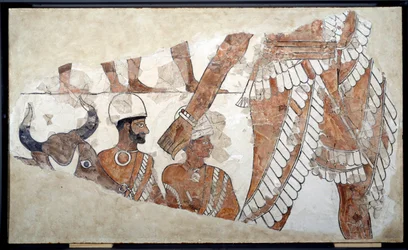 Mesopotâmia: O encomendador do sacrifício. Pormenor de um fresco do palácio de Zimrilim (cerca de 1782-1759). Século XVIII a.C. De Mari. Paris, Museu do Louvre