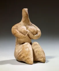Mesopotâmia: estatueta de fecondite em estilo terracota Halaf. 4500 AC. Paris, Museu do Louvre