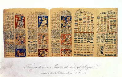 Cópia de um fragmento do Códice de Dresden mostrando cálculos astronômicos maias