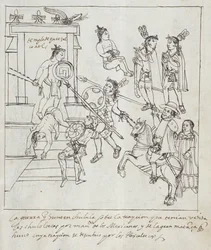 Ms. Hunter 242 f.256r Batalha Evangélica, de Historia de Tlaxcala por Diego Munoz Camarago