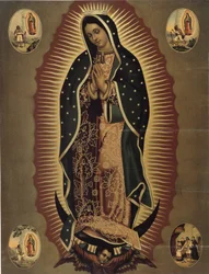 Representação da Virgem de Guadalupe, padroeira do México Impressão do século XX. Dim. 51x39 cm Musee de la Vallee, Barcelonnette (Alpes de Haute provence)