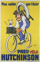 Cartaz publicitário Pneus de bicicleta Hutchinson (cor litho)