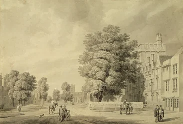 St Johns College, Oxford (caneta e tinta e lavagem)