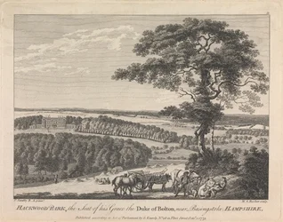 Hackwood Park, a Sede da sua Graça o Duque de Bolton perto de Basingstoke, Hampshire (publicado por G. Kearsly); página 19 (Volume Dois)