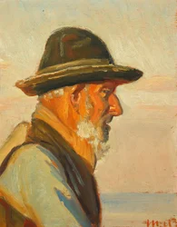 Um pescador de Skagen à luz do sol.