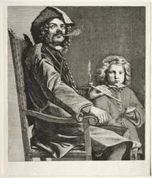 Homem fumando cachimbo e menino pequeno, c. 1660