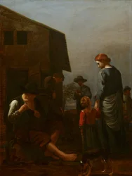 Família camponesa, com, homem, removendo, pulgas, de, mesmo, 1656-60