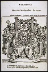 Encontro entre o Papa Pio II e Frederico III, Imperador da Alemanha, ca 1493.