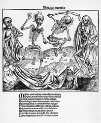 Danse Macabre, ilustração de &39;Liber Chronicarum&39; por Hartmann Schedel (1440-1514) Nuremberg, publicado em 1493